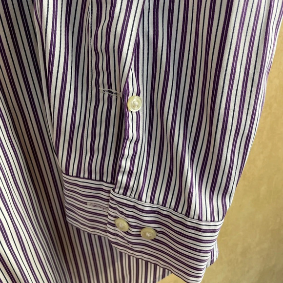 Ralph Lauren Custom Fit Long Sleeve Men’s Button up Shirt.  Purple/White Stripes - Picture 9 of 9